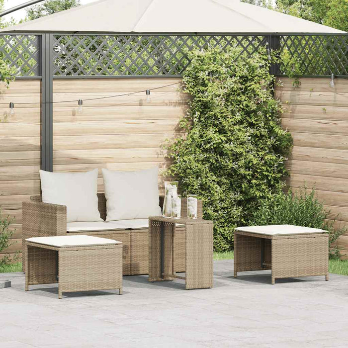 Set Divano da Giardino 5 pz con Cuscini-Sofa da Giardino-Divanetto da esterno Beige in Polyrattan 741786