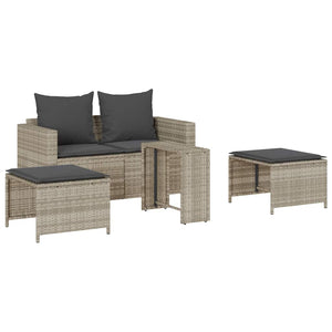 vidaXL Set Divano da Giardino 5pz con Cuscini Grigio Chiaro Polyrattan