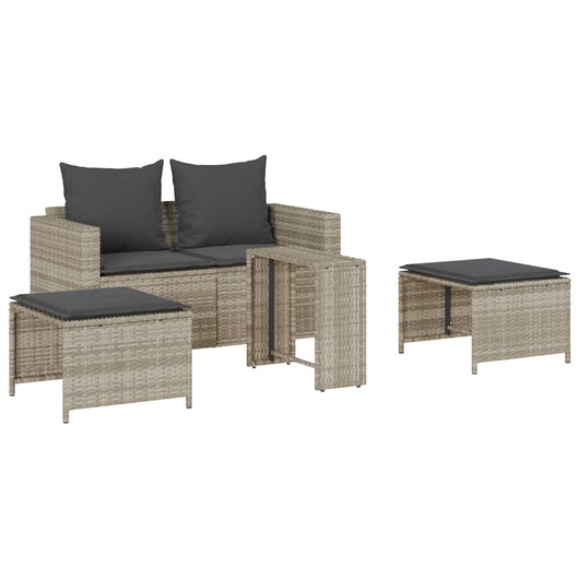 Set Divano da Giardino 5pz con Cuscini-Sofa da Giardino-Divanetto da esterno Grigio Chiaro Polyrattan 122905