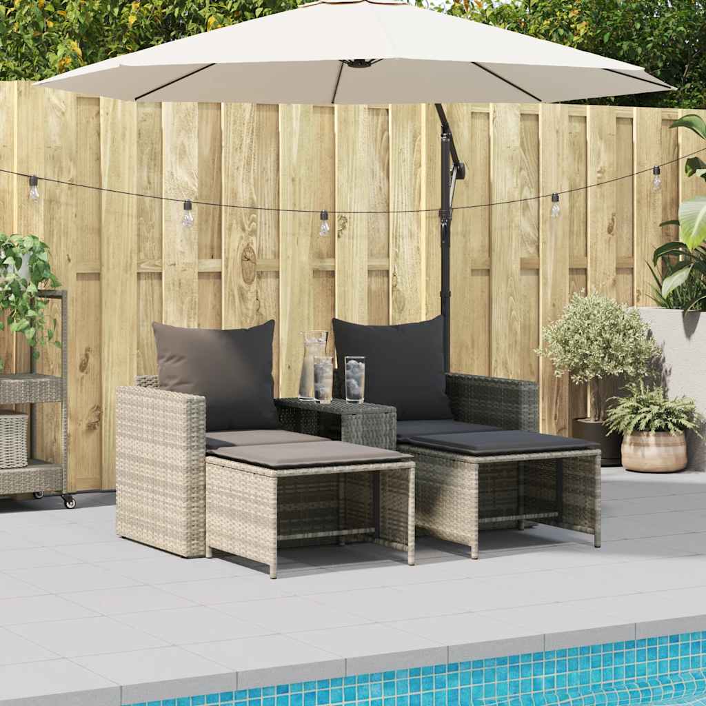 vidaXL Set Divano da Giardino 5pz con Cuscini Grigio Chiaro Polyrattan