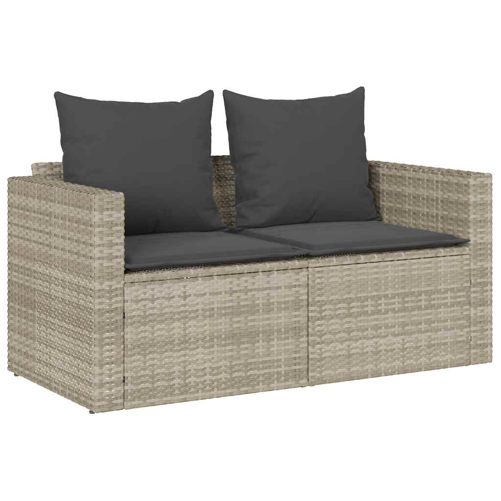 vidaXL Set Divano da Giardino 5pz con Cuscini Grigio Chiaro Polyrattan