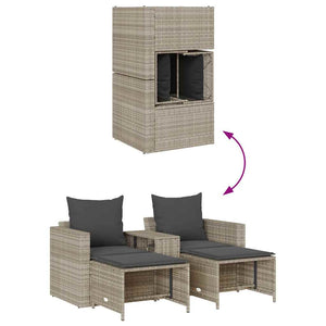 Set Divano da Giardino 5pz con Cuscini-Sofa da Giardino-Divanetto da esterno Grigio Chiaro Polyrattan 122905