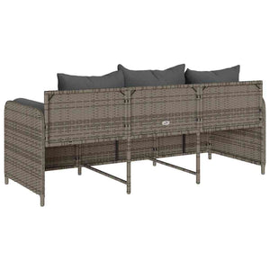 Divano da Giardino con Cuscini 3 Posti Grigio in Polyrattan 4104174