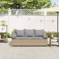Divano da Giardino con Cuscini a 3 Posti Beige in Polyrattan 4104175