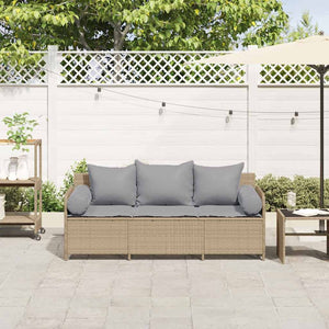 Divano da Giardino con Cuscini a 3 Posti Beige in Polyrattan 4104175
