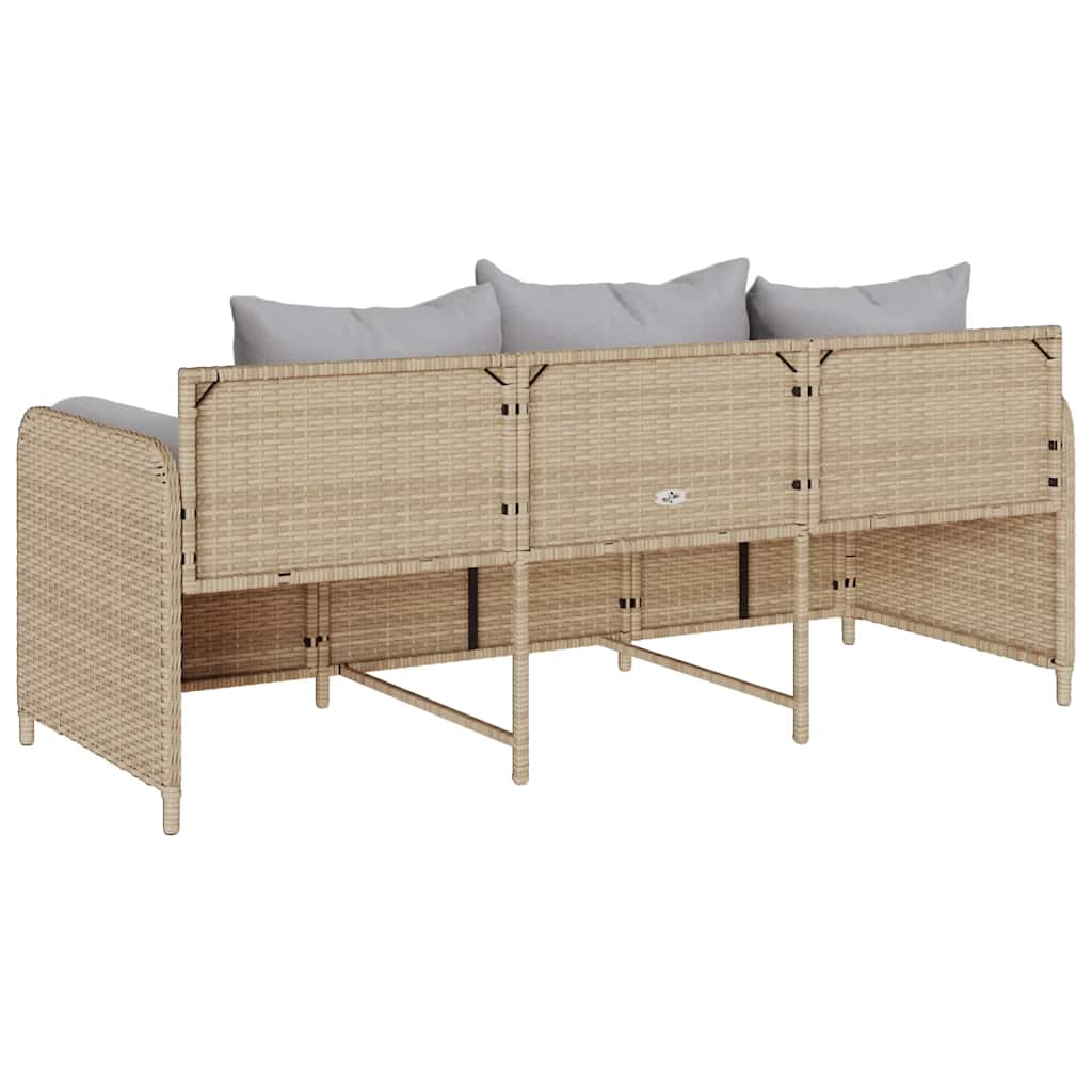 Divano da Giardino con Cuscini a 3 Posti Beige in Polyrattan 4104175