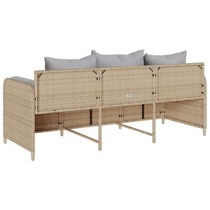 Divano da Giardino con Cuscini a 3 Posti Beige in Polyrattan 4104175