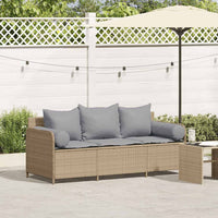 Divano da Giardino con Cuscini a 3 Posti Beige in Polyrattan 4104175