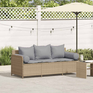 Divano da Giardino con Cuscini a 3 Posti Beige in Polyrattan 4104175