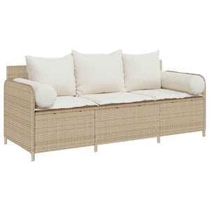 Divano da Giardino con Cuscini a 3 Posti Beige in Polyrattan 4104176