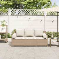 Divano da Giardino con Cuscini a 3 Posti Beige in Polyrattan 4104176