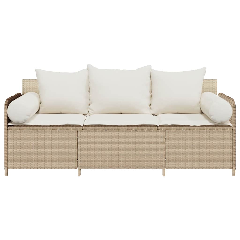 Divano da Giardino con Cuscini a 3 Posti Beige in Polyrattan 4104176