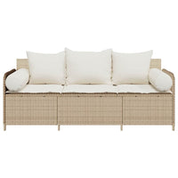 Divano da Giardino con Cuscini a 3 Posti Beige in Polyrattan 4104176