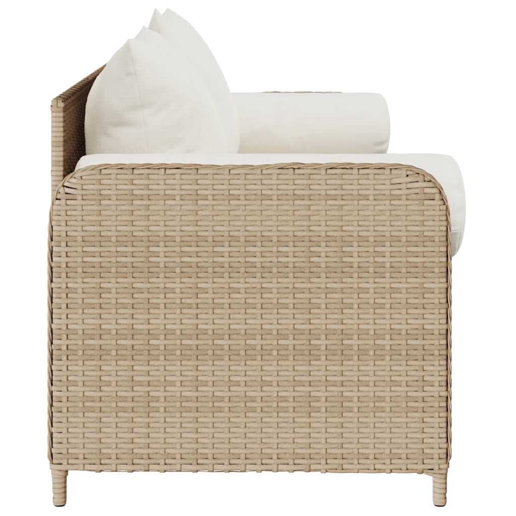 vidaXL Divano da Giardino con Cuscini a 3 Posti Beige in Polyrattan