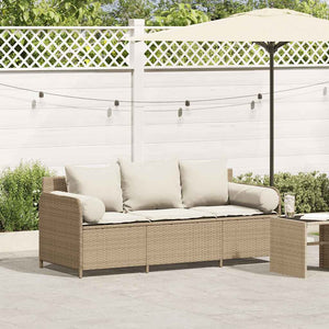 Divano da Giardino con Cuscini a 3 Posti Beige in Polyrattan 4104176