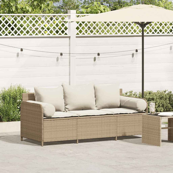 Divano da Giardino con Cuscini a 3 Posti Beige in Polyrattan 4104176
