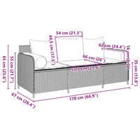 Divano da Giardino con Cuscini 3 Posti Grigio Chiaro Polyrattan 4104177