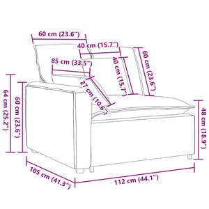 Modulo Terminale Bracciolo Divano Modulare con Cuscini 100 cm 4104406