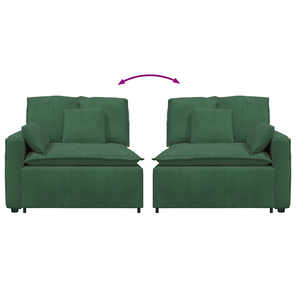 vidaXL Modulo Terminale Bracciolo Divano Modulare con Cuscini Verde Scuro 100 cm