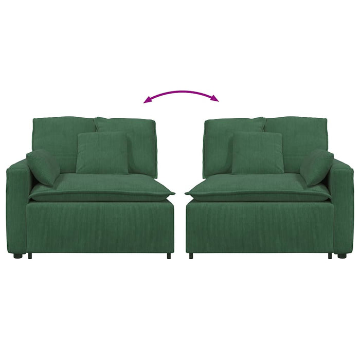 vidaXL Modulo Terminale Bracciolo Divano Modulare con Cuscini Verde Scuro 100 cm