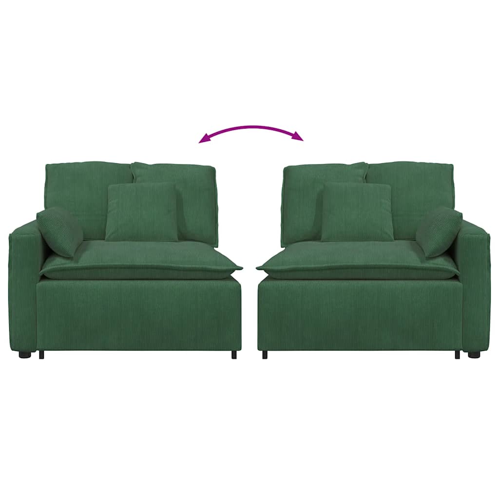 Modulo Terminale Bracciolo Divano Modulare con Cuscini Verde Scuro 100 cm 4104412