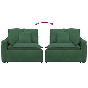 Modulo Terminale Bracciolo Divano Modulare con Cuscini Verde Scuro 100 cm 4104412