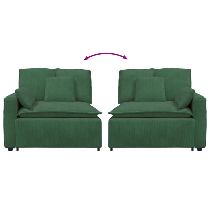 Modulo Terminale Bracciolo Divano Modulare con Cuscini Verde Scuro 100 cm 4104412