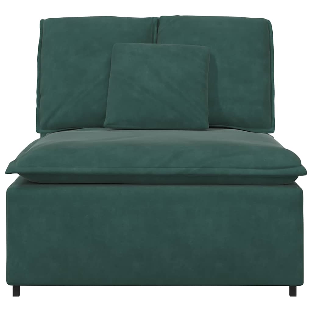 Modulo Centrale Divano Modulare con Cuscini Verde Scuro 100 cm 4104431