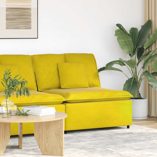 Modulo Centrale Divano Modulare con Cuscini Giallo 100 cm 4104435