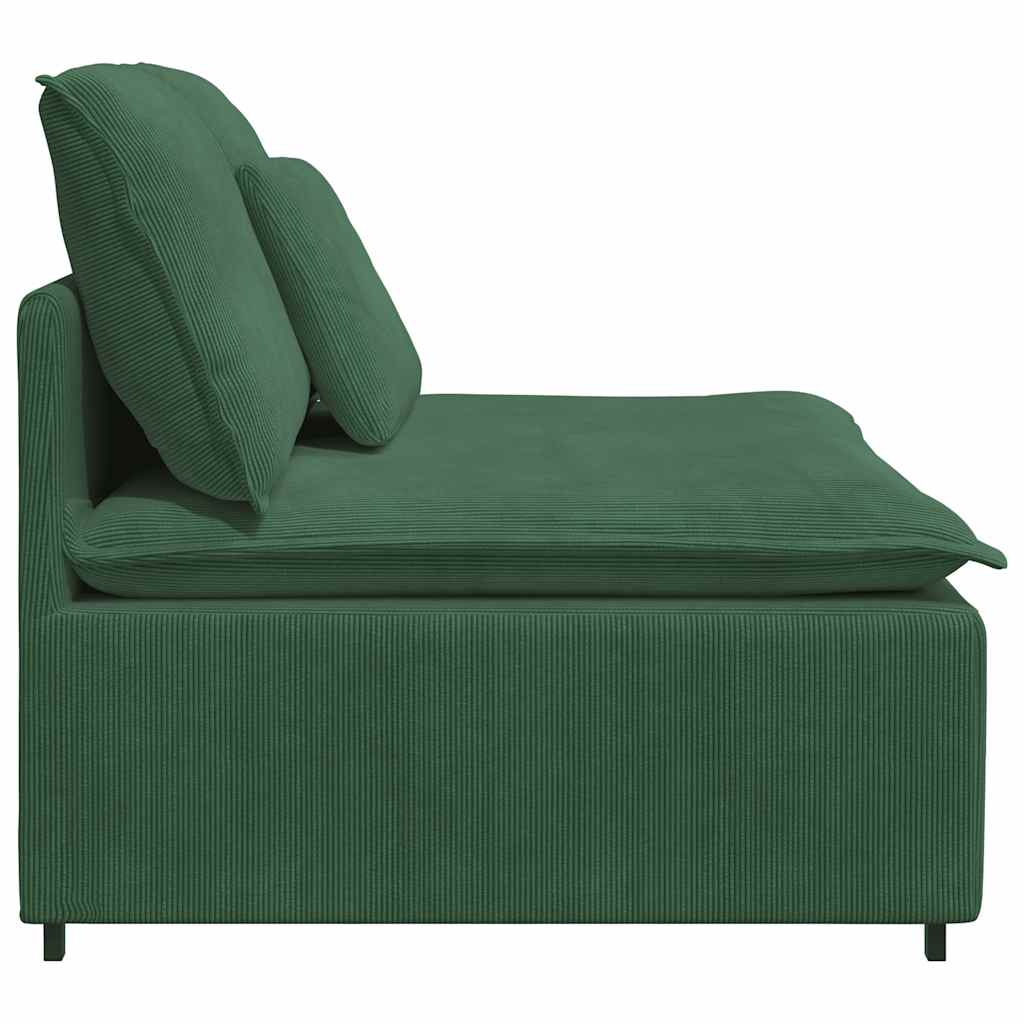 Modulo Centrale Divano Modulare con Cuscini Verde Scuro 100cm 4104442
