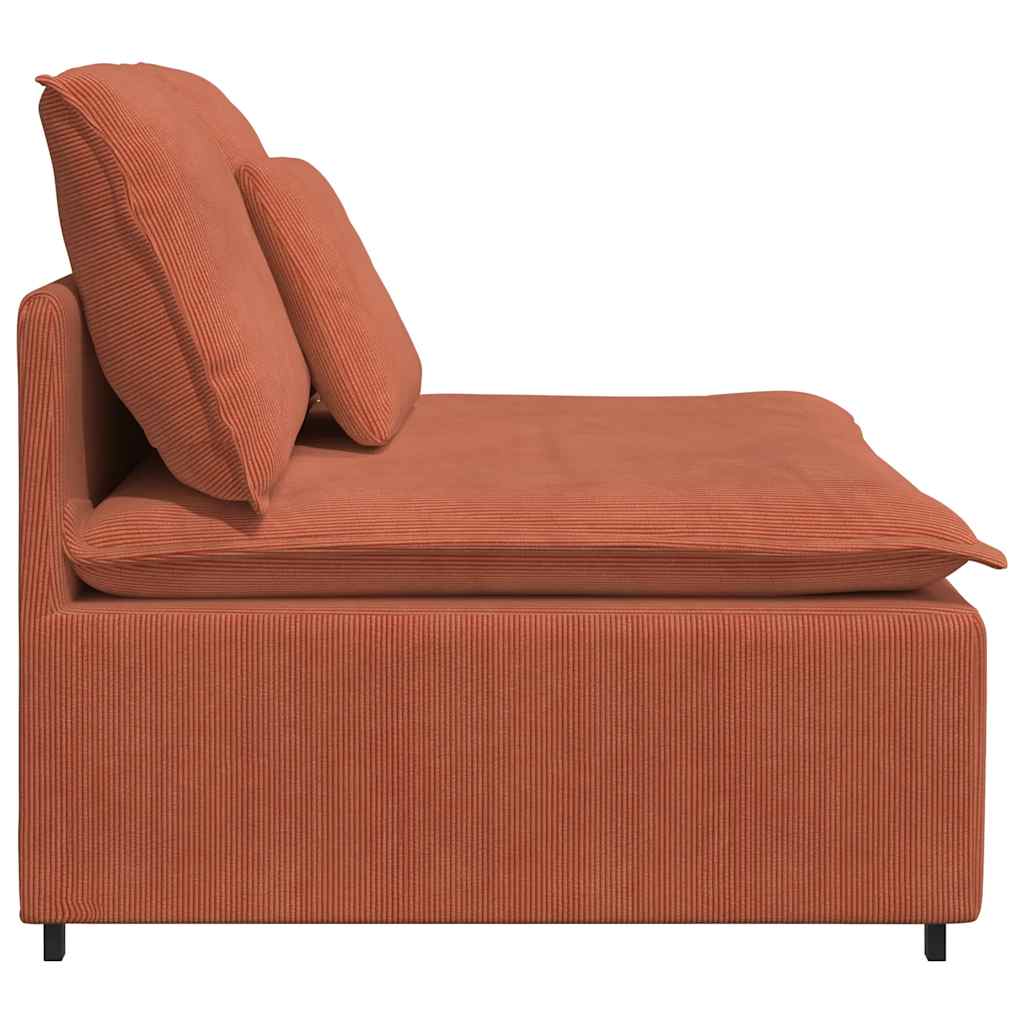 Modulo Centrale Divano Modulare con Cuscini Rosso Arancio 100cm 4104444