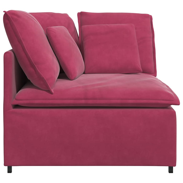 Modulo Angolare Divano Modulare con Cuscini Rosso Vino 100 cm