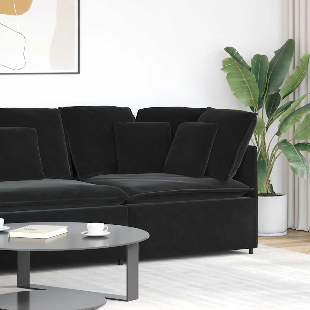 Modulo Angolare Divano Modulare con Cuscini-Sofa Modulare-Divanetto Nero 100 cm 488939