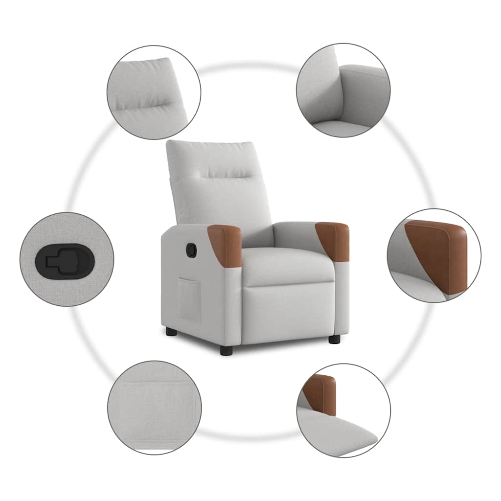 Poltrona Reclinabile in Tessuto Grigio Nuvola