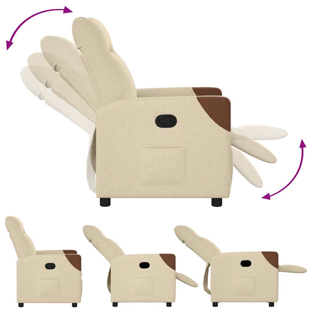 vidaXL Poltrona Reclinabile in Tessuto Crema