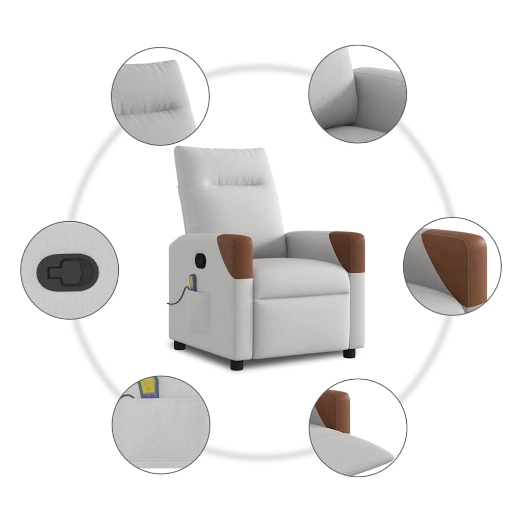 Poltrona Massaggiante Reclinabile Grigio Nuvola in Tessuto