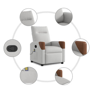 Poltrona Massaggiante Reclinabile Grigio Nuvola in Tessuto