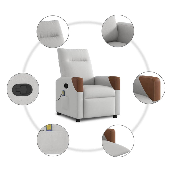 Poltrona Massaggiante Reclinabile Grigio Nuvola in Tessuto