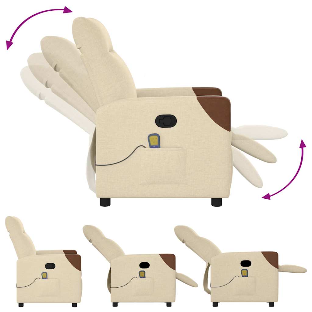 Poltrona Massaggiante Reclinabile Crema in Tessuto 4104821