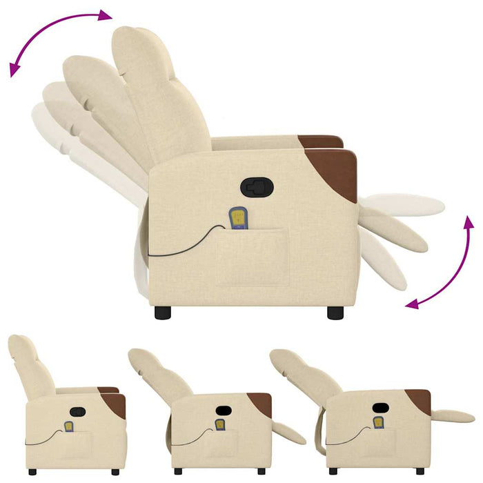 Poltrona Massaggiante Reclinabile Crema in Tessuto 4104821