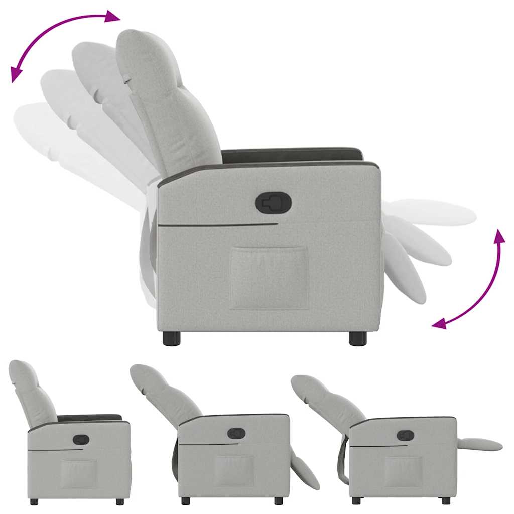 vidaXL Poltrona Reclinabile in Tessuto Grigio Nuvola