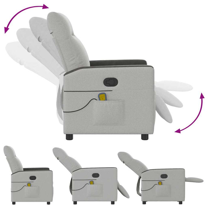 Poltrona Massaggiante Reclinabile Grigio Nuvola in Tessuto 4104831