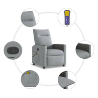 Poltrona Massaggiante Reclinabile Grigio Chiaro in Tessuto 4104832