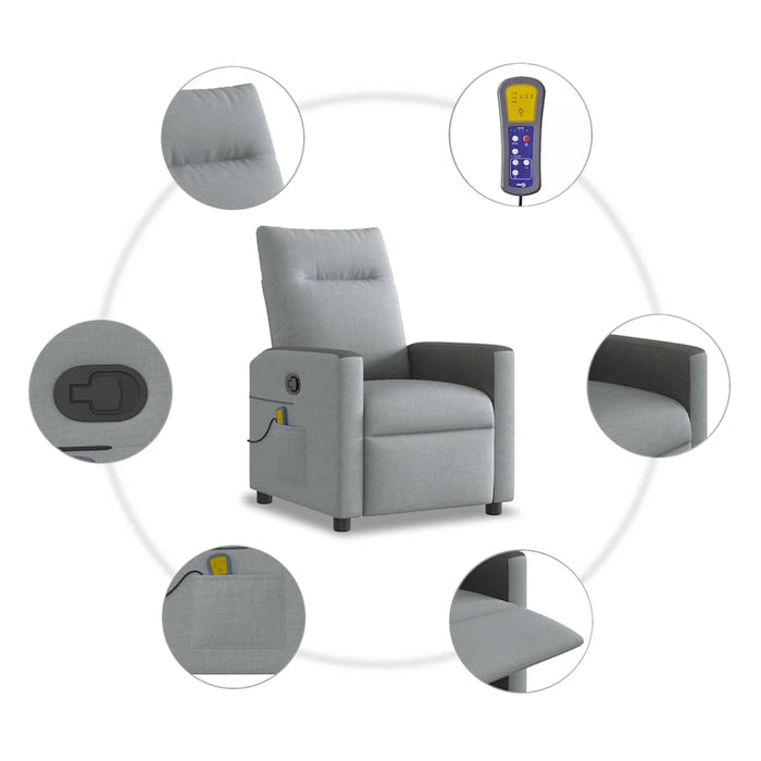 Poltrona Massaggiante Reclinabile Grigio Chiaro in Tessuto 4104832