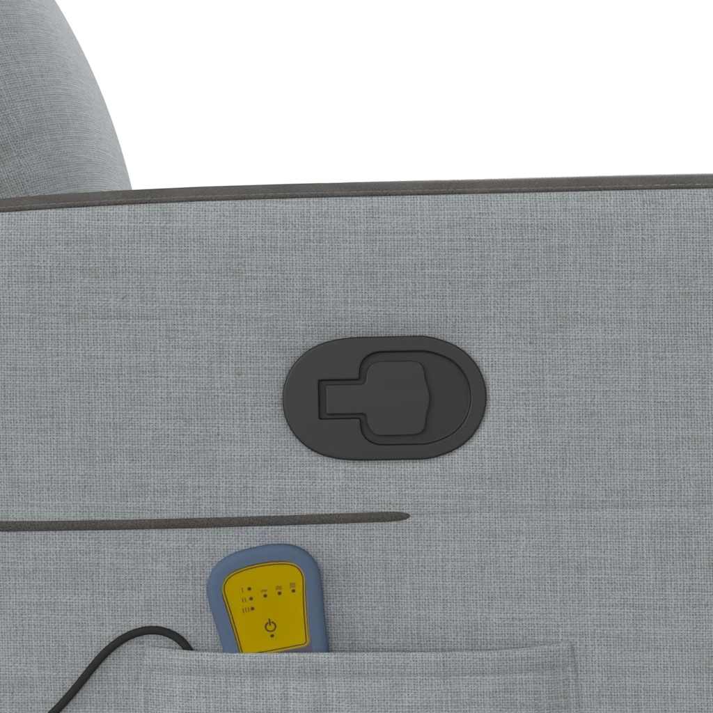 vidaXL Poltrona Massaggiante Reclinabile Grigio Chiaro in Tessuto