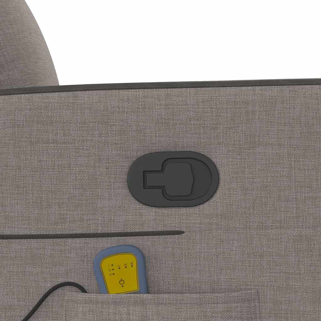 vidaXL Poltrona Massaggiante Reclinabile Tortora in Tessuto