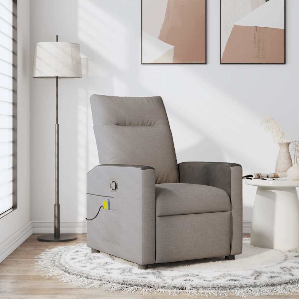 vidaXL Poltrona Massaggiante Reclinabile Tortora in Tessuto