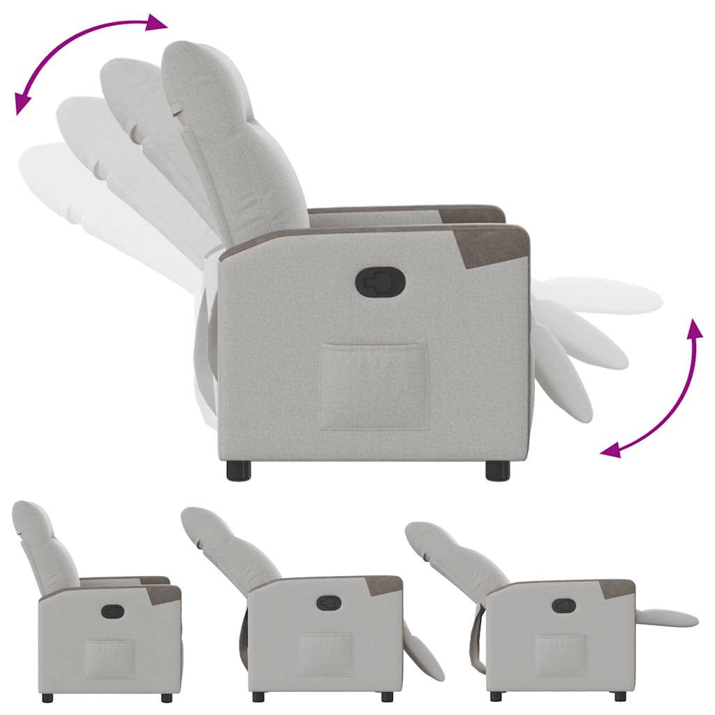 vidaXL Poltrona Reclinabile in Tessuto Grigio Nuvola