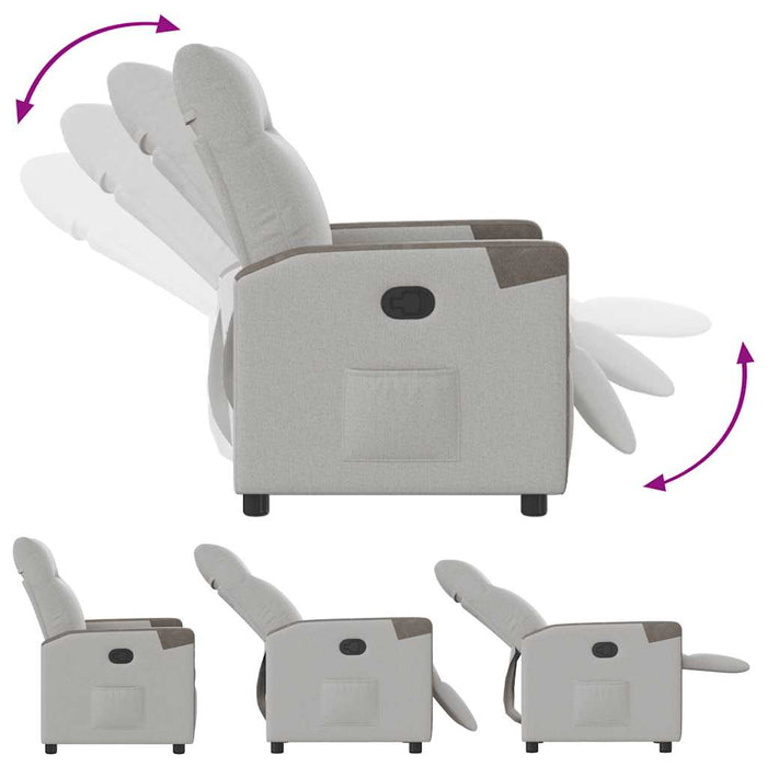 vidaXL Poltrona Reclinabile in Tessuto Grigio Nuvola