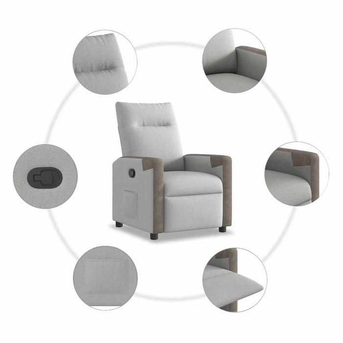 vidaXL Poltrona Reclinabile in Tessuto Grigio Nuvola